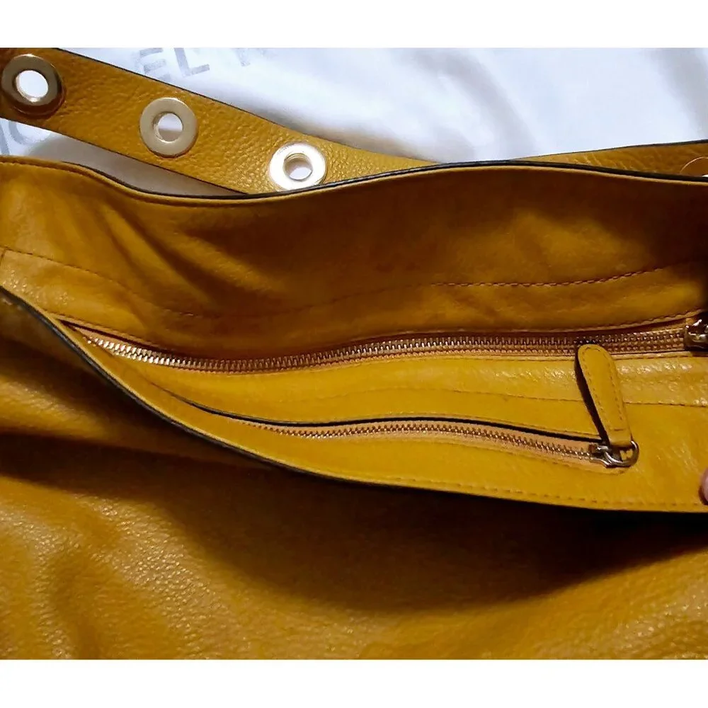 Michael Kors Brooklyn Large Leather Shoulder Handbag Purse Yellow